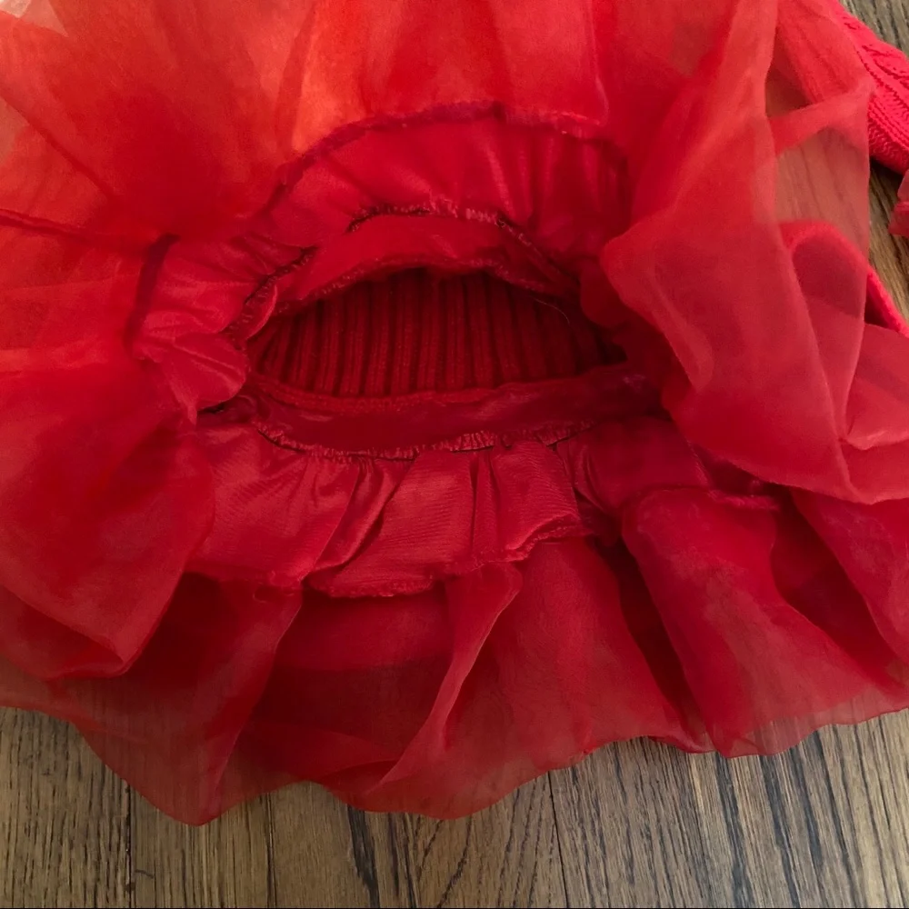 Girls Red Cable-Knit Tutu Dress